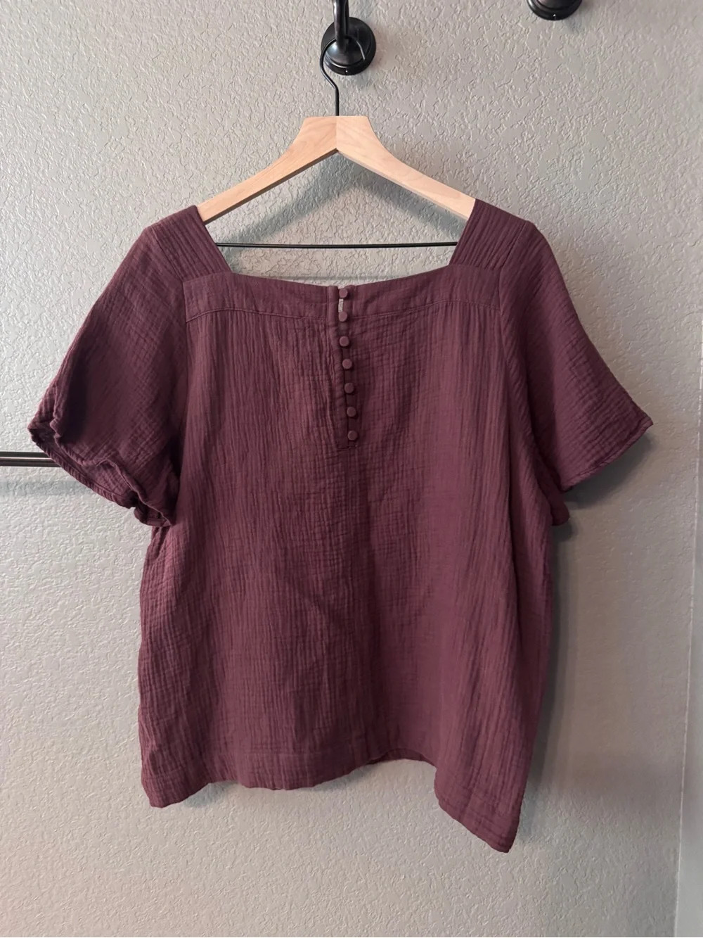 Madewell Plum Square-Neck Gauze Top - Picture 7 of 8
